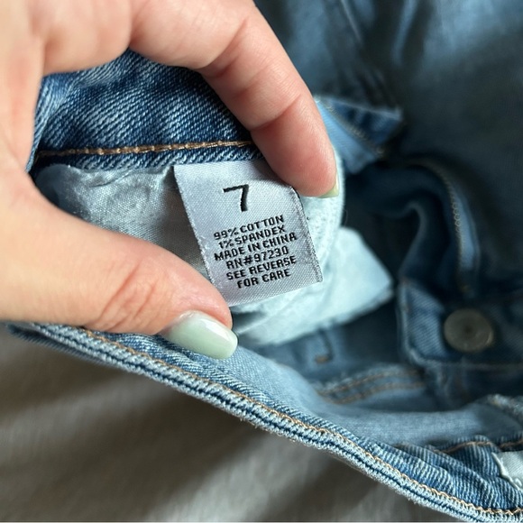 Almost Famous Light Blue Distressed High Waisted Jean Shorts Grunge, Punk, Edgy - Picture 5 of 10